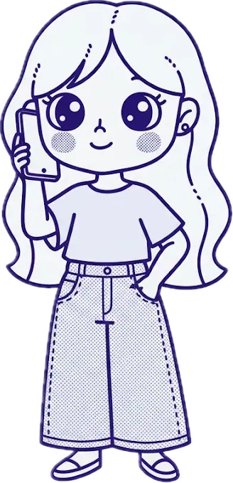 Ilustración de Anabel hablando por teléfono